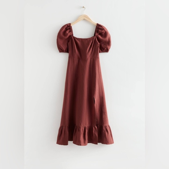 & Other Stories Dresses & Skirts - & Other Stories LINEN PUFF SLEEVE MIDI DRESS